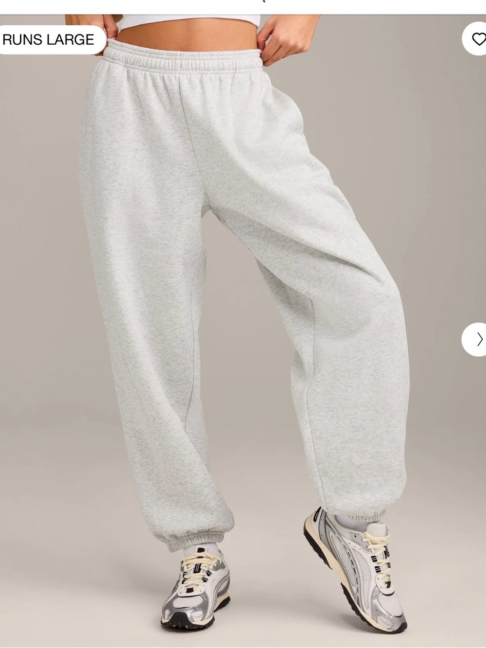Oner Active Foundations Cosy Oversized Cuffed Joggers Light Grey Marl M-Long